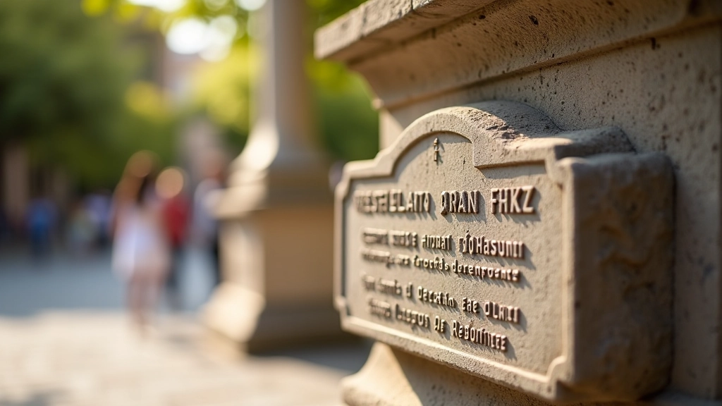 Detalle de monumentos y placas históricas en la Plaza Central de Aibonito, fotografía de cerca con buena iluminación